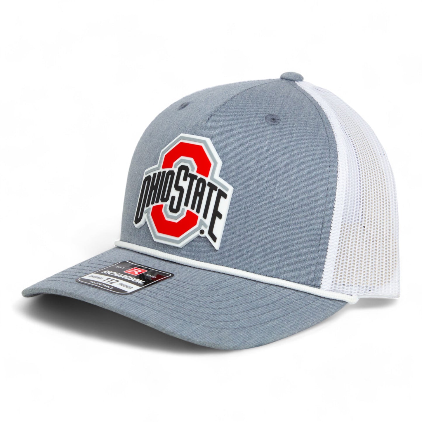 Ohio State Buckeyes 3D Snapback Trucker Rope Hat- Heather Grey/ White