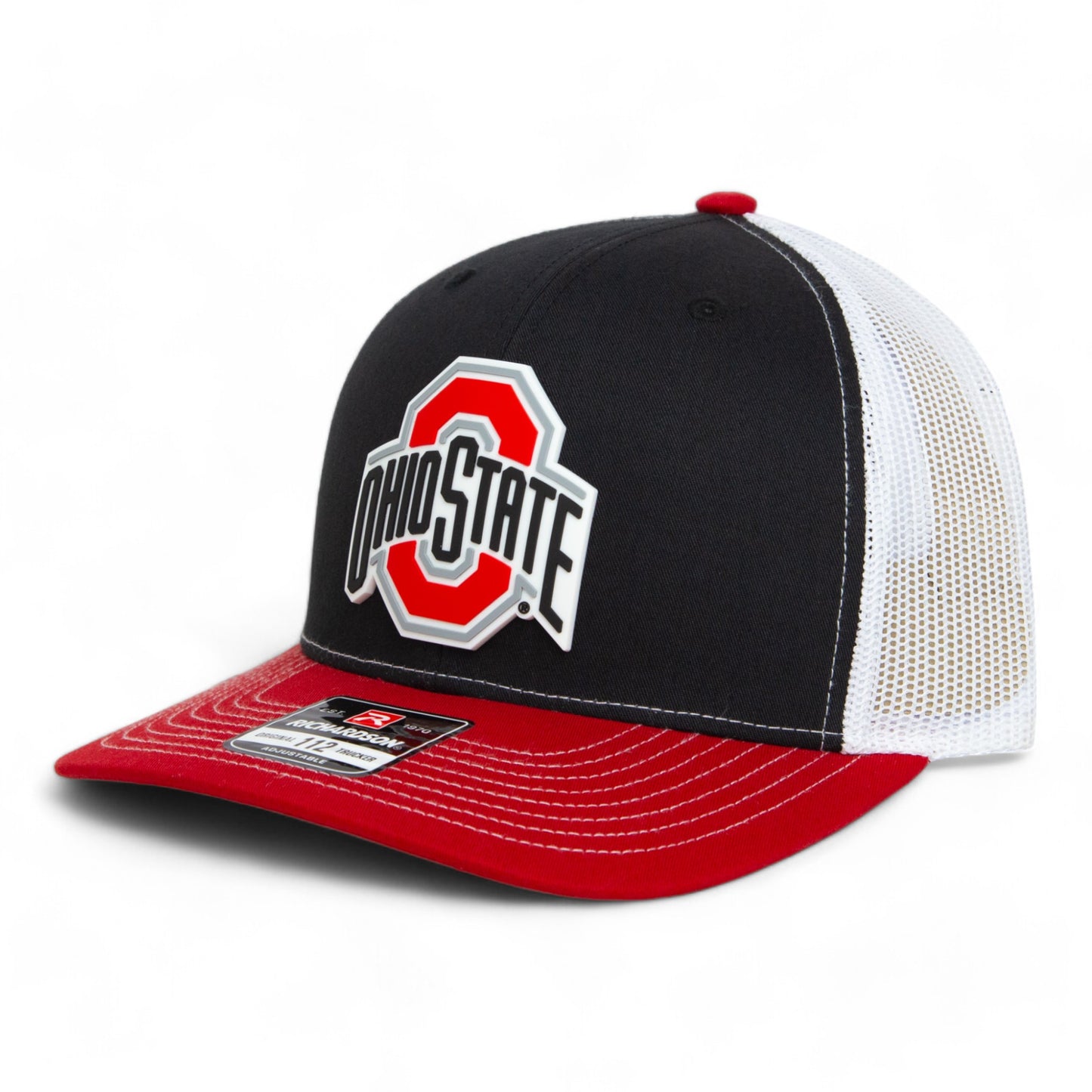 Ohio State Buckeyes 3D Snapback Trucker Hat- Black/ White/ Red