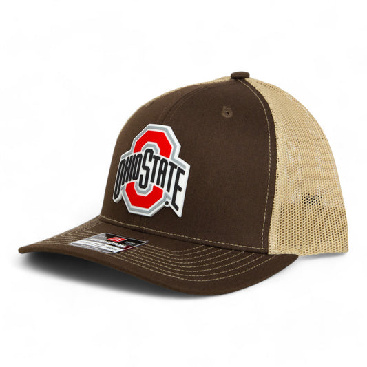 Ohio State Buckeyes 3D Snapback Trucker Hat- Brown/ Tan