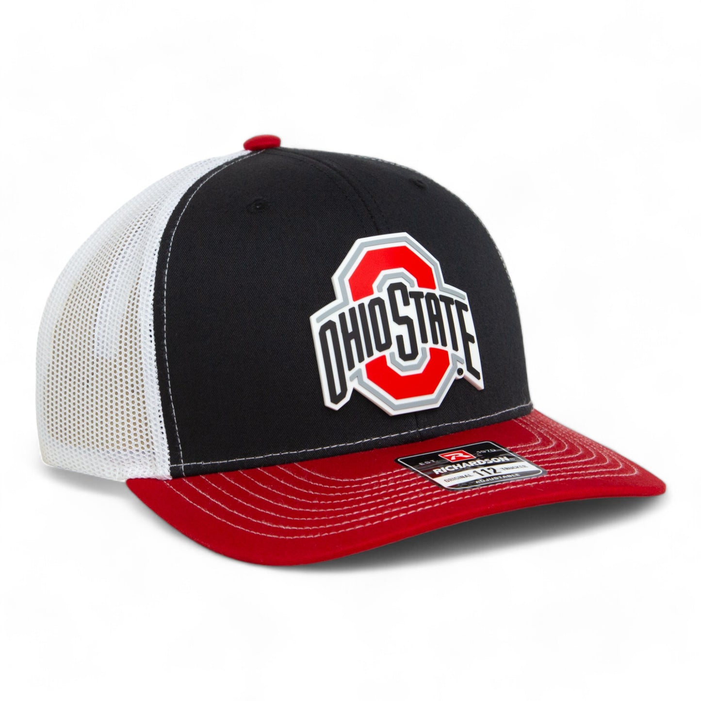 Ohio State Buckeyes 3D Snapback Trucker Hat- Black/ White/ Red