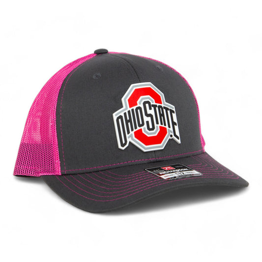 Ohio State Buckeyes 3D Snapback Trucker Hat- Charcoal/ Hot Pink