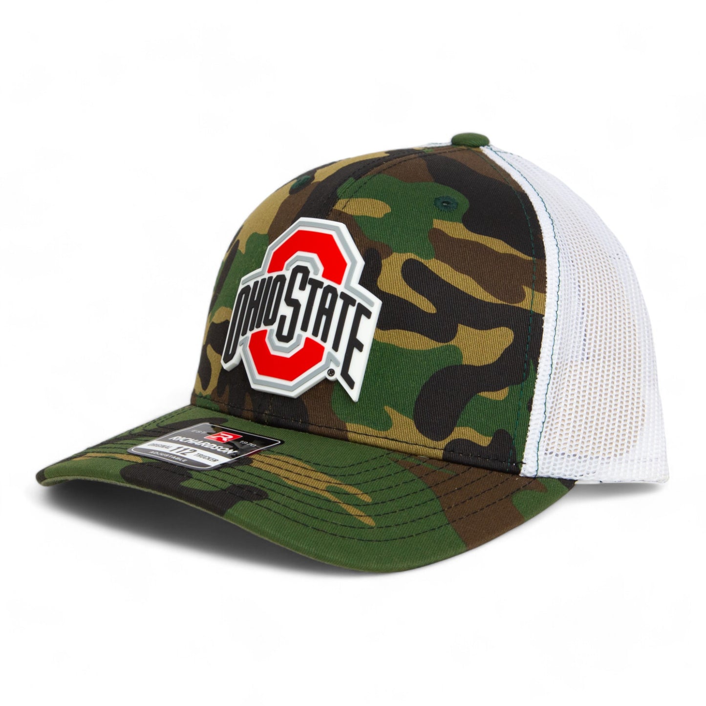 Ohio State Buckeyes 3D Snapback Trucker Hat- Army Camo/ White