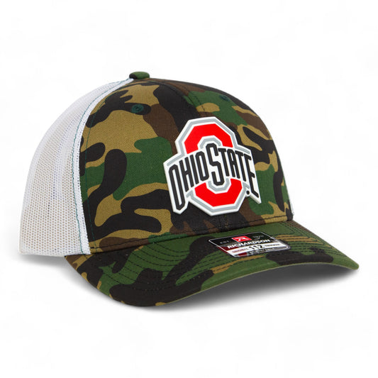 Ohio State Buckeyes 3D Snapback Trucker Hat- Army Camo/ White