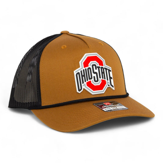 Ohio State Buckeyes 3D Snapback Trucker Rope Hat- Caramel/ Black