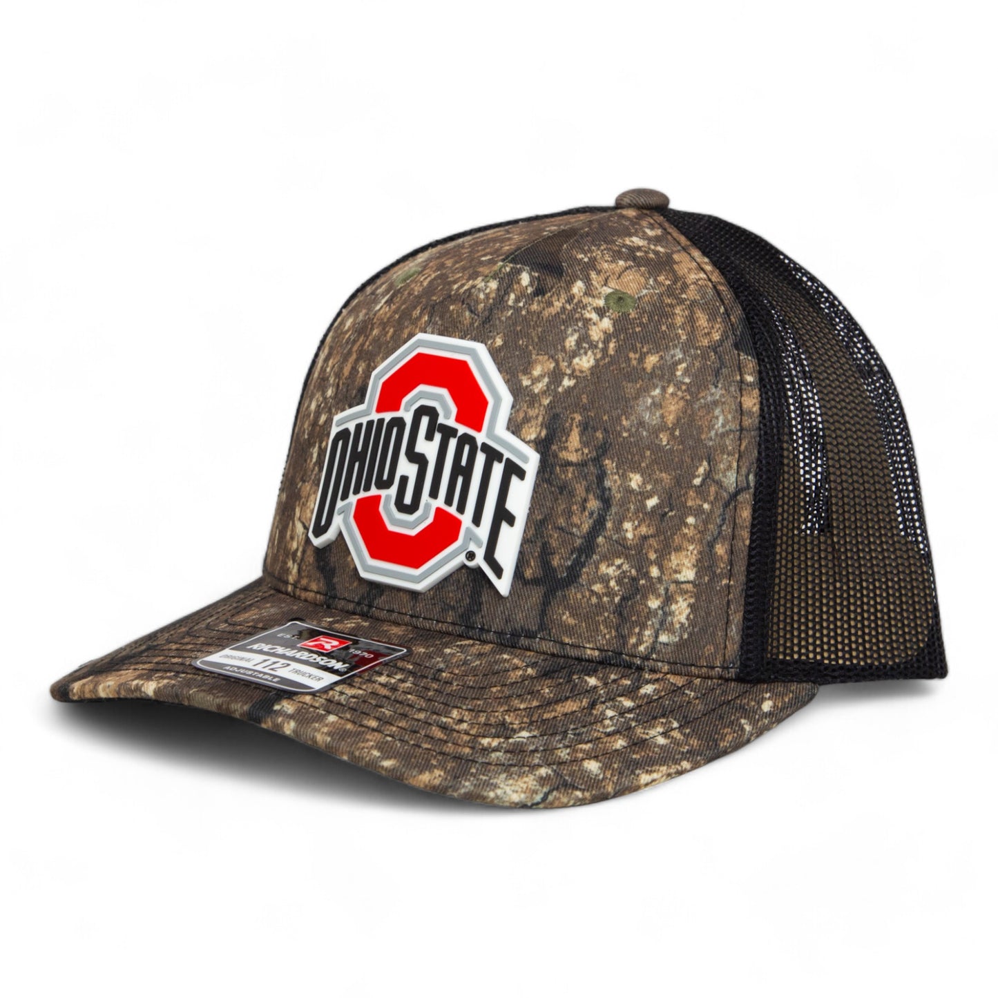 Ohio State Buckeyes 3D Snapback Trucker Hat- Realtree Timber/ Black