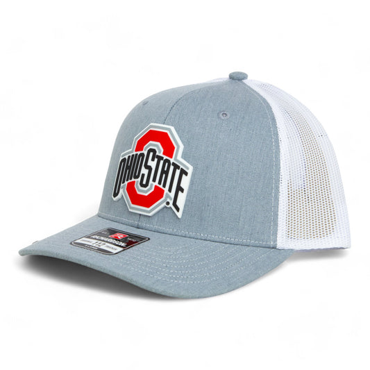 Ohio State Buckeyes 3D Snapback Trucker Hat- Heather Grey/ White