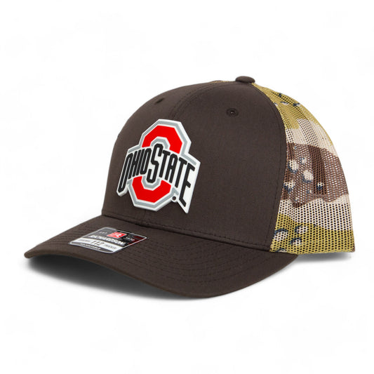 Ohio State Buckeyes 3D Snapback Trucker Hat- Brown/ Desert Camo