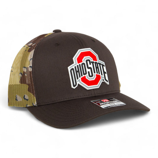 Ohio State Buckeyes 3D Snapback Trucker Hat- Brown/ Desert Camo