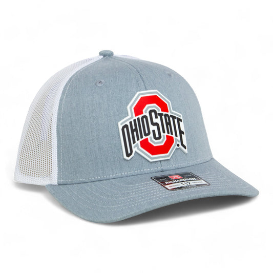 Ohio State Buckeyes 3D Snapback Trucker Hat- Heather Grey/ White