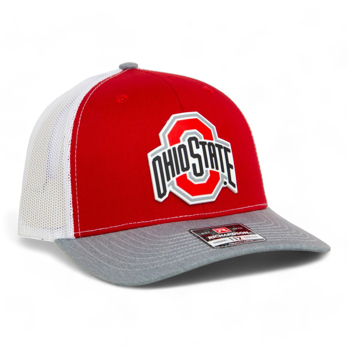 Ohio State Buckeyes 3D Snapback Trucker Hat- Red/ White/ Heather Grey