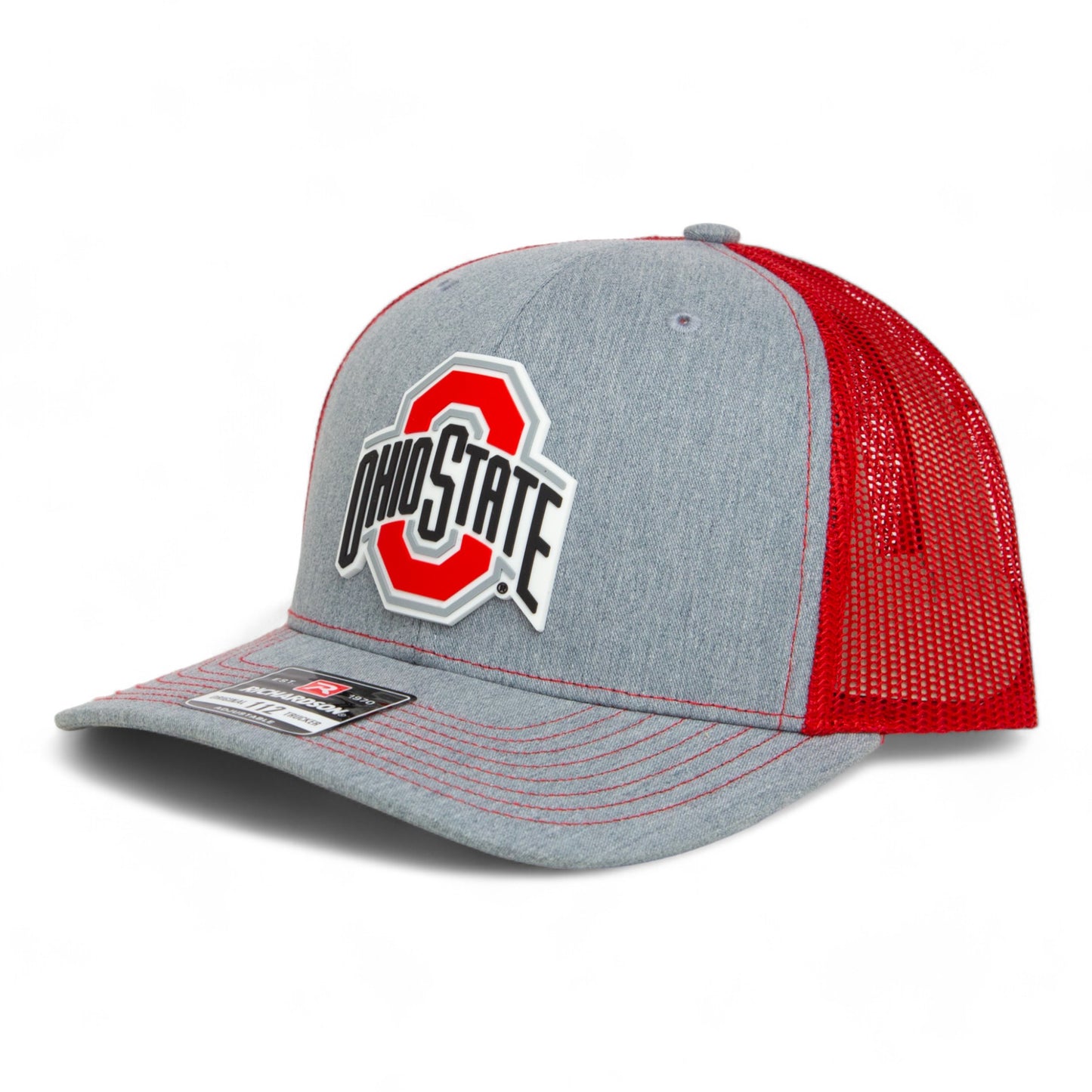 Ohio State Buckeyes 3D Snapback Trucker Hat- Heather Grey/ Red