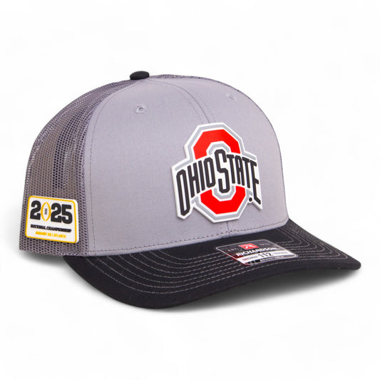 Ohio State Buckeyes 2025 CFP National Championship 3D Snapback Trucker Hat- Grey/ Charcoal/ Black