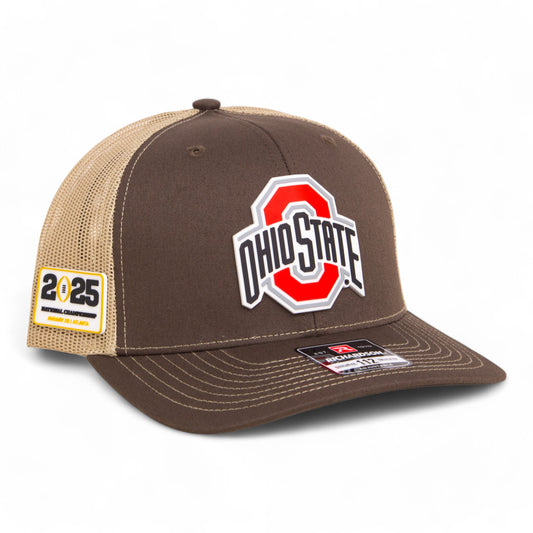 Ohio State Buckeyes 2025 CFP National Championship 3D Snapback Trucker Hat- Brown/ Tan