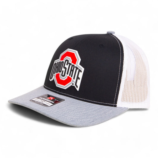 Ohio State Buckeyes 2025 CFP National Championship 3D Snapback Trucker Hat- Black/ White/ Heather Grey