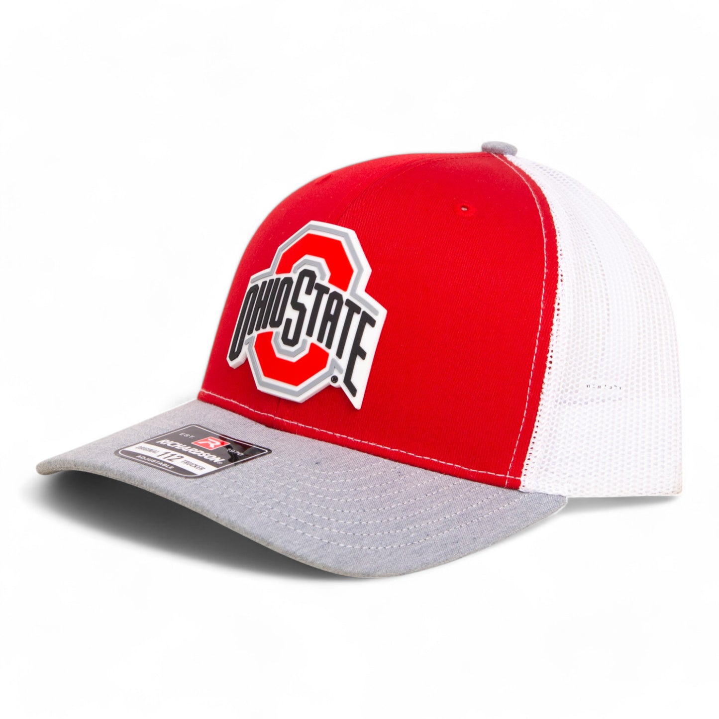 Ohio State Buckeyes 2025 CFP National Championship 3D Snapback Trucker Hat- Red/ White/ Heather Grey