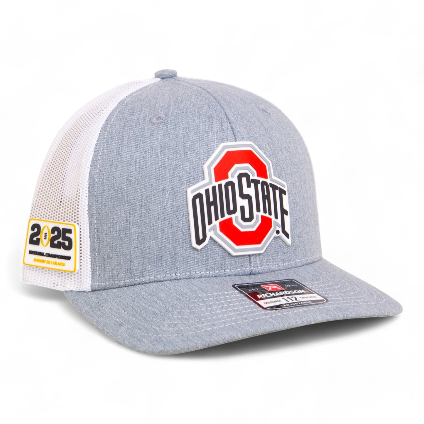 Ohio State Buckeyes 2025 CFP National Championship 3D Snapback Trucker Hat- Heather Grey/ White