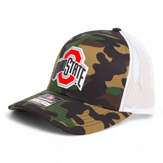 Ohio State Buckeyes 2025 CFP National Championship 3D Snapback Trucker Hat- Army Camo/ White