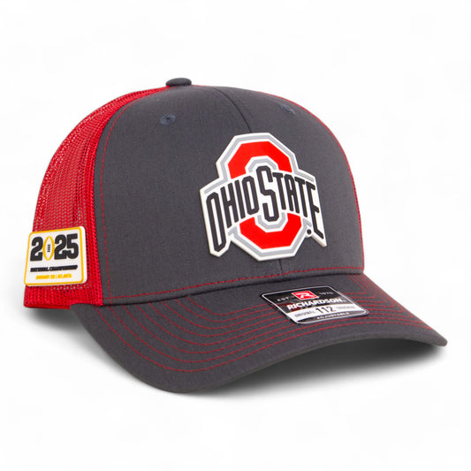 Ohio State Buckeyes 2025 CFP National Championship 3D Snapback Trucker Hat- Charcoal/ Red