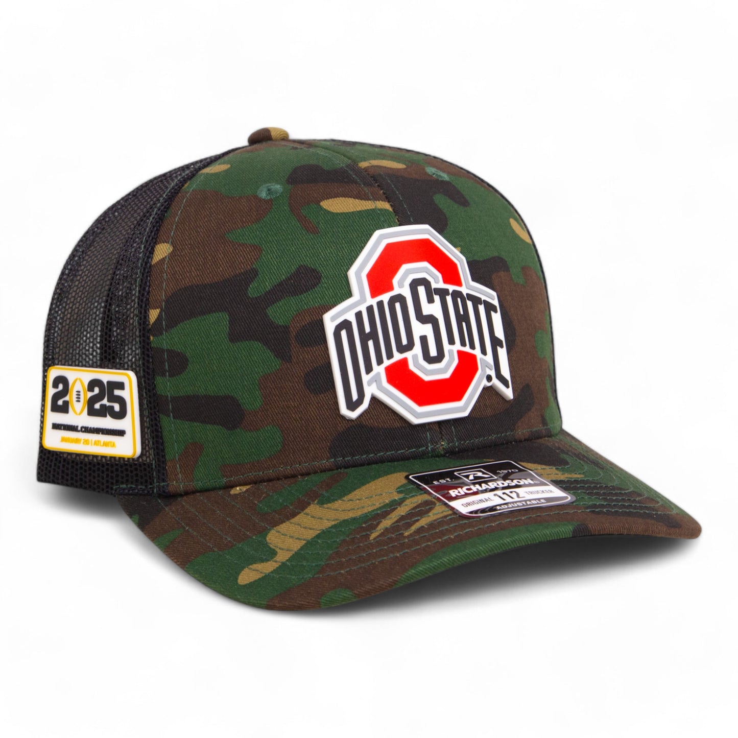 Ohio State Buckeyes 2025 CFP National Championship 3D Snapback Trucker Hat- Army Camo/ Black