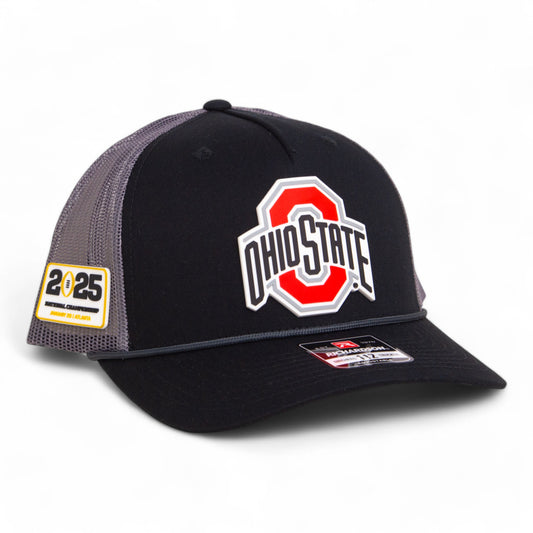 Ohio State Buckeyes 2025 CFP National Championship 3D Snapback Rope Hat- Black/ Charcoal