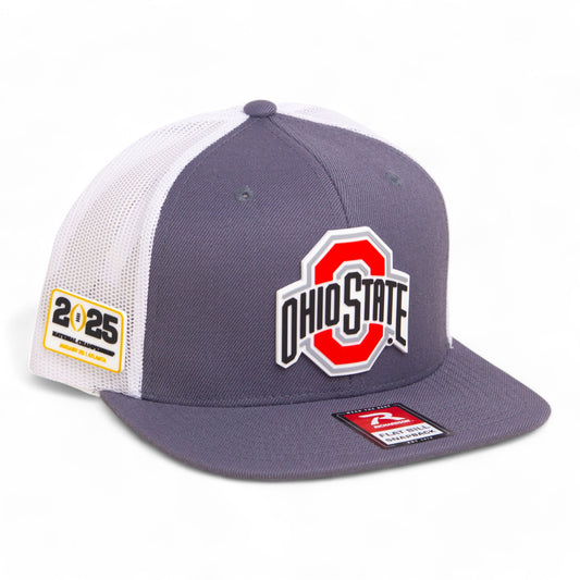 Ohio State Buckeyes 2025 CFP National Championship 3D Wool Blend Flat Bill Hat- Charcoal/ White