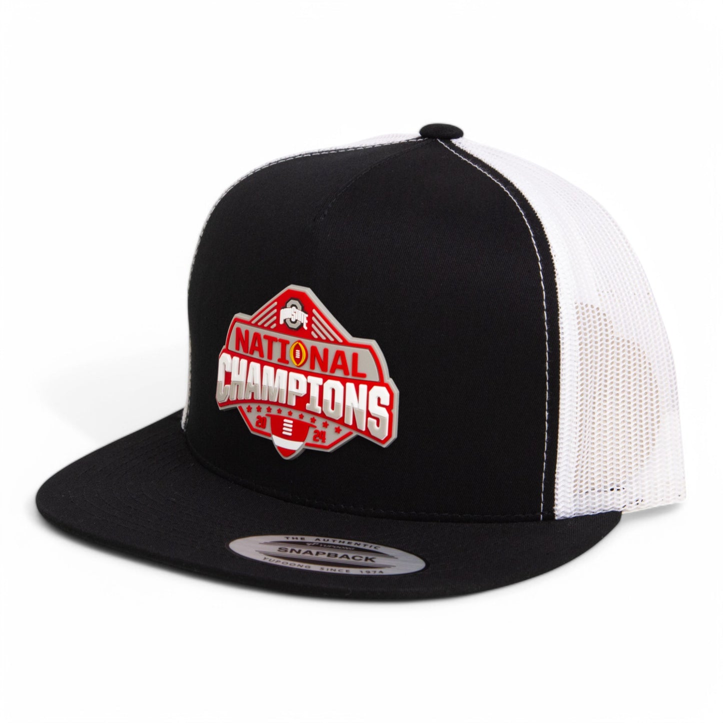 Ohio State Buckeyes 2024 CFP National Champions 3D YP Snapback Flat Bill Trucker Hat- Black/ White