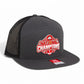 Ohio State Buckeyes 2024 CFP National Champions 3D Snapback Seven-Panel Flat Bill Trucker Hat- Charcoal/ Black