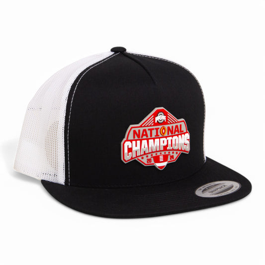 Ohio State Buckeyes 2024 CFP National Champions 3D YP Snapback Flat Bill Trucker Hat- Black/ White