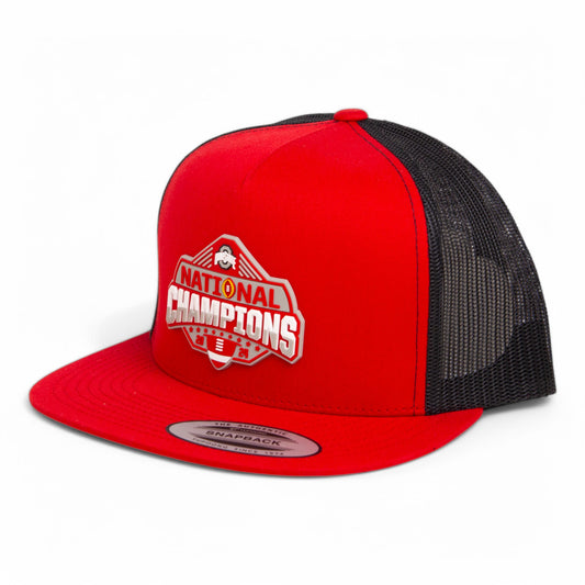 Ohio State Buckeyes 2024 CFP National Champions 3D YP Snapback Flat Bill Trucker Hat- Red/ Black