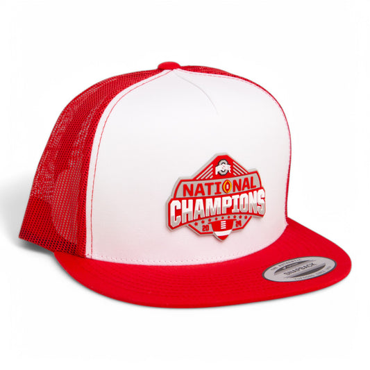 Ohio State Buckeyes 2024 CFP National Champions 3D YP Snapback Flat Bill Trucker Hat- White/ Red