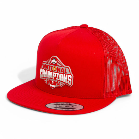 Ohio State Buckeyes 2024 CFP National Champions 3D YP Snapback Flat Bill Trucker Hat- Red