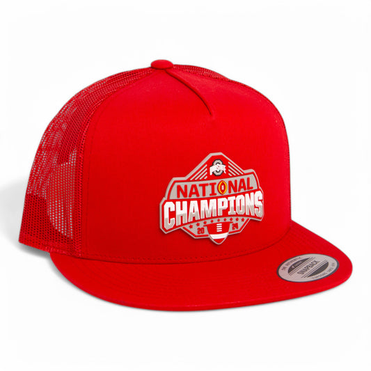 Ohio State Buckeyes 2024 CFP National Champions 3D YP Snapback Flat Bill Trucker Hat- Red