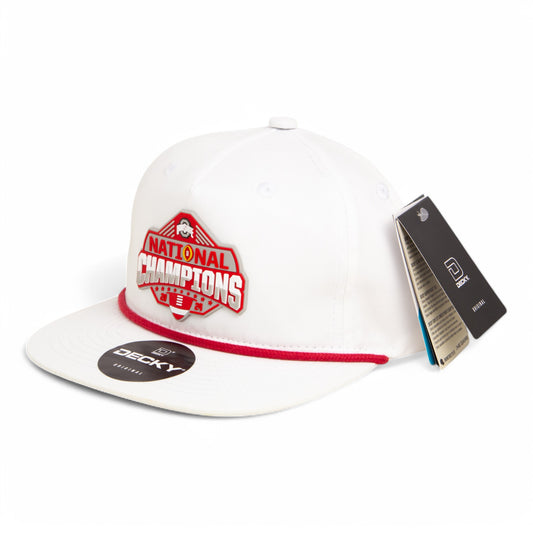 Ohio State Buckeyes 2024 CFP National Champions 3D Classic Rope Hat- White/ Red