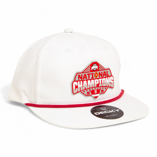 Ohio State Buckeyes 2024 CFP National Champions 3D Classic Rope Hat- White/ Red