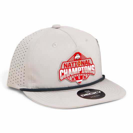 Ohio State Buckeyes 2024 CFP National Champions 3D Perforated Rope Hat- Grey/ Charcoal