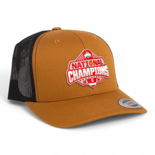 Ohio State Buckeyes 2024 CFP National Champions 3D YP Snapback Trucker Hat- Caramel/ Black