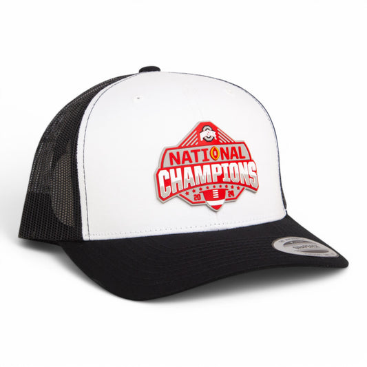 Ohio State Buckeyes 2024 CFP National Champions 3D YP Snapback Trucker Hat- White/ Black