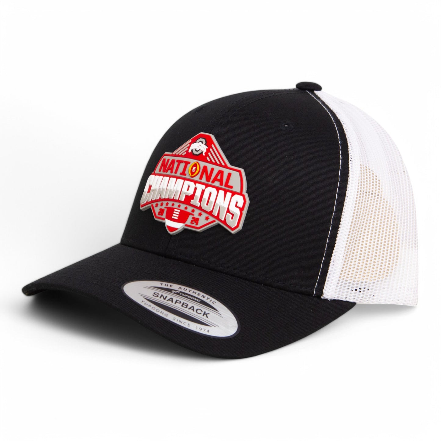 Ohio State Buckeyes 2024 CFP National Champions 3D YP Snapback Trucker Hat- Black/ White