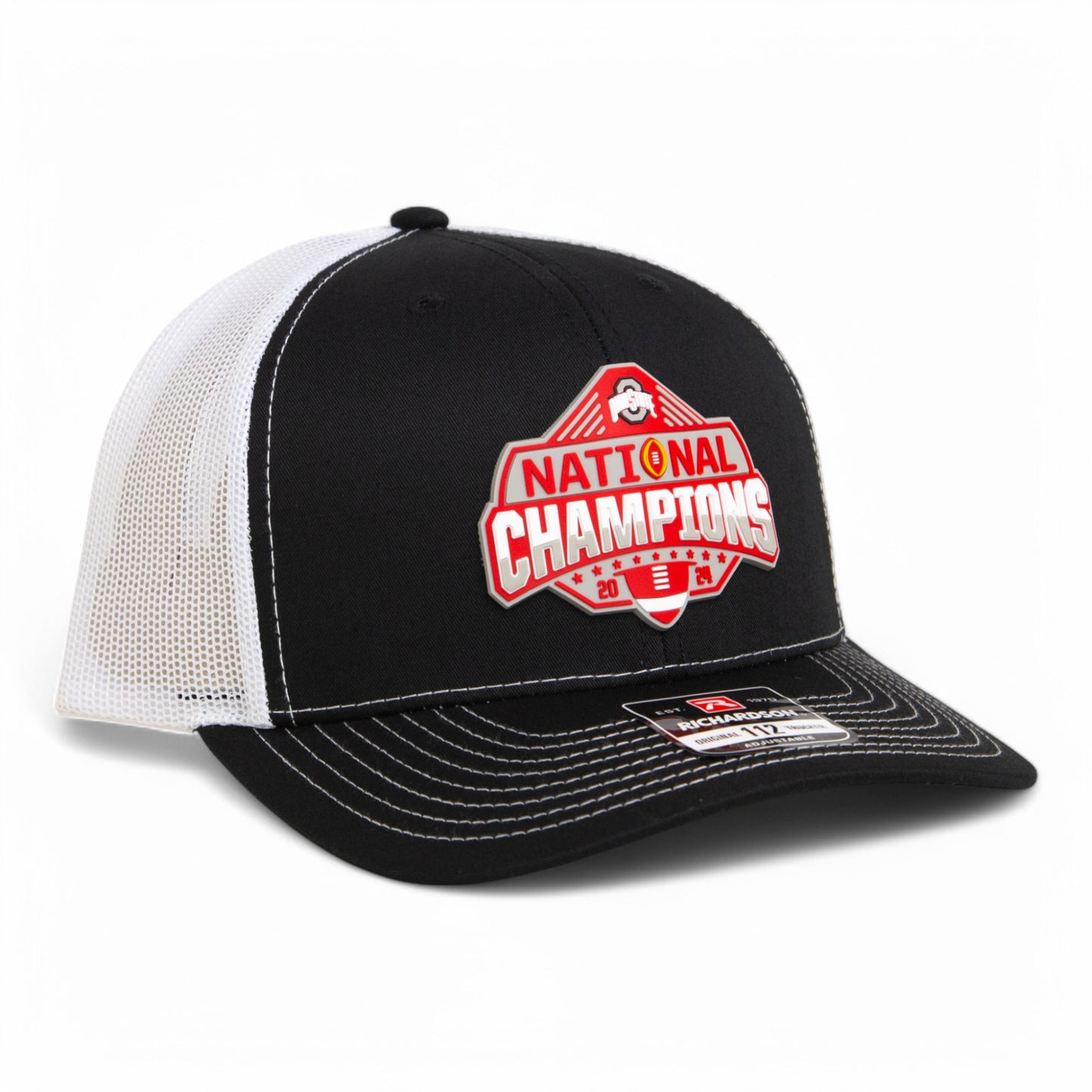 Ohio State Buckeyes 2024 CFP National Champions 3D Snapback Trucker Hat- Black/ White