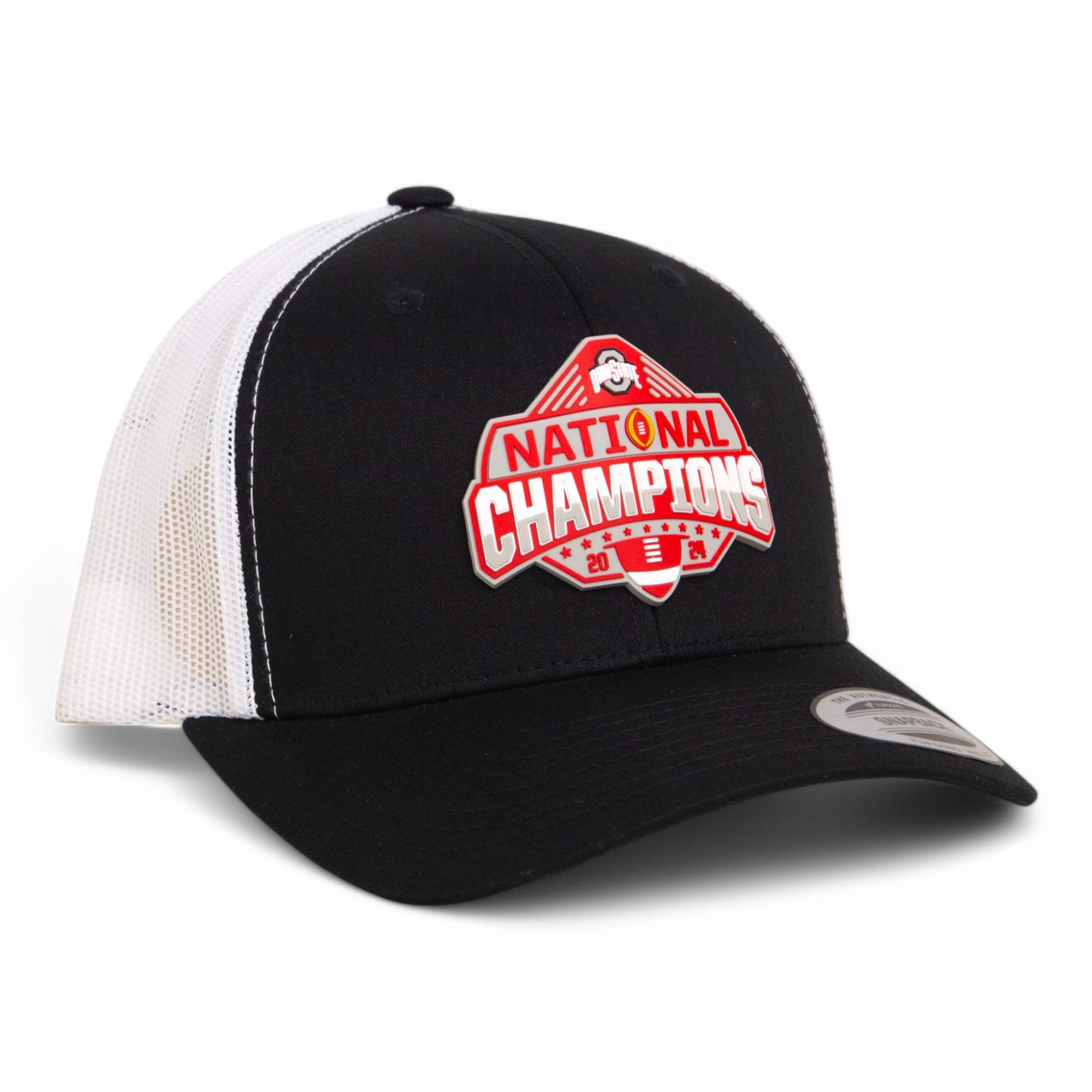 Ohio State Buckeyes 2024 CFP National Champions 3D YP Snapback Trucker Hat- Black/ White