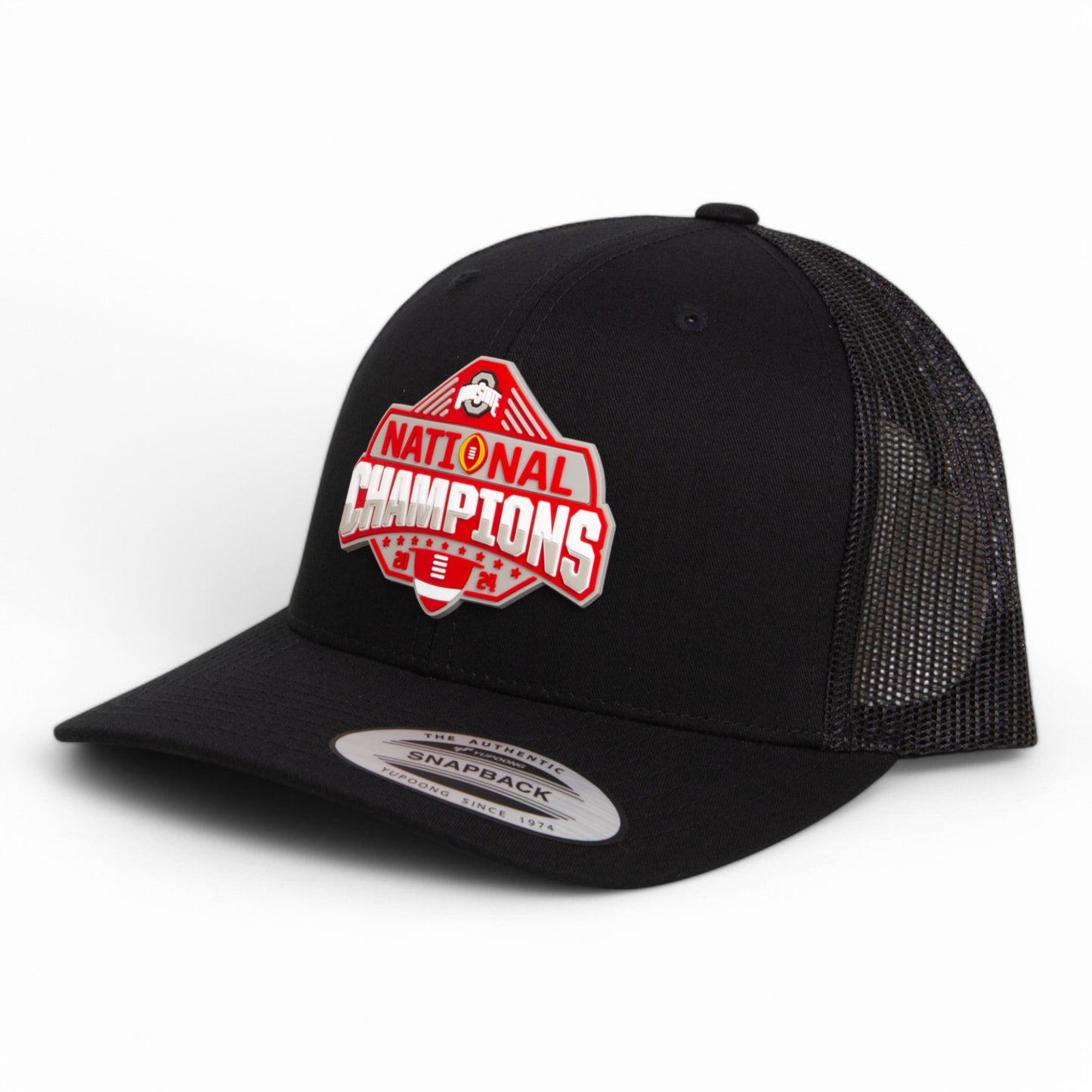 Ohio State Buckeyes 2024 CFP National Champions 3D YP Snapback Trucker Hat- Black