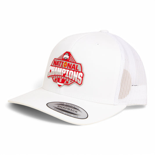 Ohio State Buckeyes 2024 CFP National Champions 3D YP Snapback Trucker Hat- White