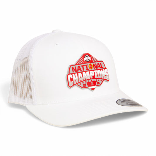 Ohio State Buckeyes 2024 CFP National Champions 3D YP Snapback Trucker Hat- White