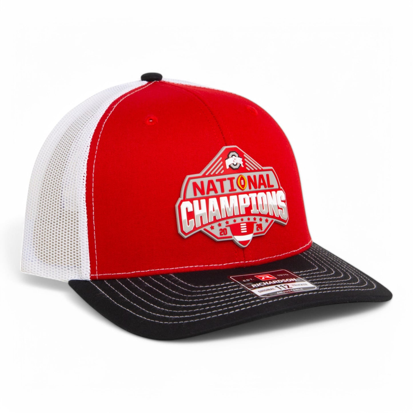 Ohio State Buckeyes 2024 CFP National Champions 3D Snapback Trucker Hat- Red/ White/ Black