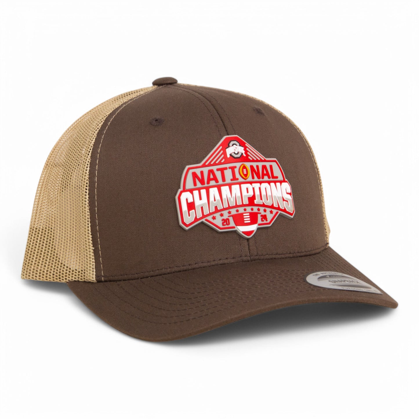 Ohio State Buckeyes 2024 CFP National Champions 3D YP Snapback Trucker Hat- Brown/ Tan