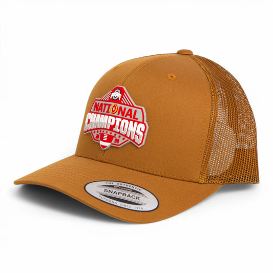 Ohio State Buckeyes 2024 CFP National Champions 3D YP Snapback Trucker Hat- Caramel