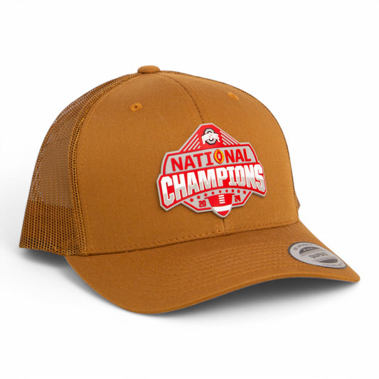 Ohio State Buckeyes 2024 CFP National Champions 3D YP Snapback Trucker Hat- Caramel