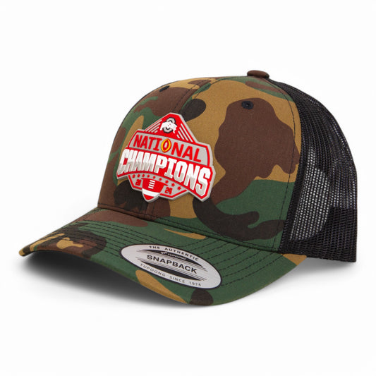 Ohio State Buckeyes 2024 CFP National Champions 3D YP Snapback Trucker Hat- Army Camo/ Black