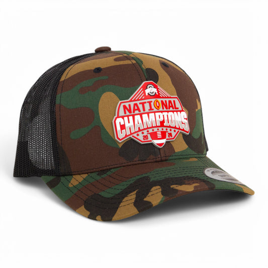 Ohio State Buckeyes 2024 CFP National Champions 3D YP Snapback Trucker Hat- Army Camo/ Black