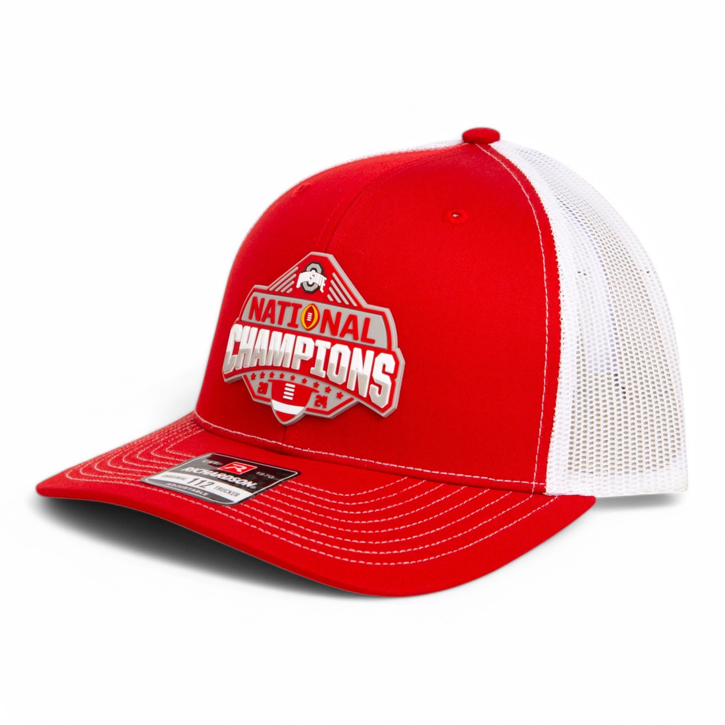 Ohio State Buckeyes 2024 CFP National Champions 3D Snapback Trucker Hat- Red/ White